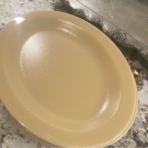 Cambro Camwear Oval Dinnerware Plates, 9x14 Beige, Set Of 11 Plates
